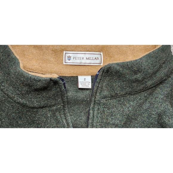 Peter Millar mens Cotton quarter zip pullover Green Size Small - Picture 3 of 3